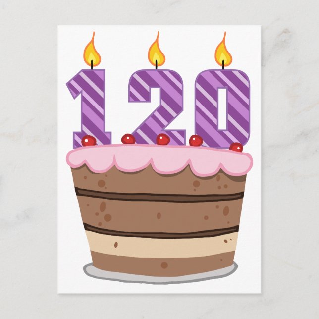 Ålder 120 på födelsedagskaka vykort (Framsida)
