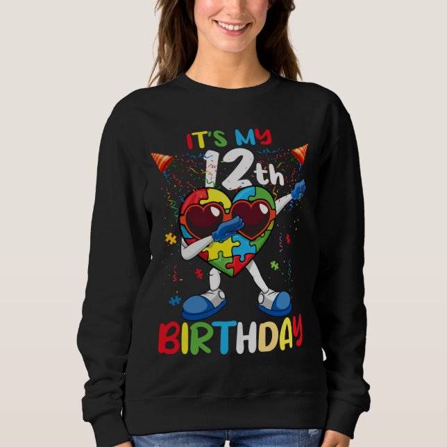 Ålder 12 Hjärtat Born Puzzle Autism Medvetenhet T Shirt (Framsida)