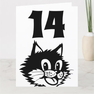 ÅLDER 14 BIRTHDAY CAT-KORT TACK KORT