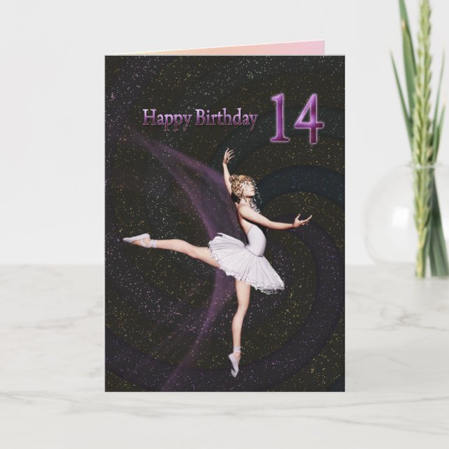 Ålder 14, ett ballerinafödelsedagkort kort (Framsida)