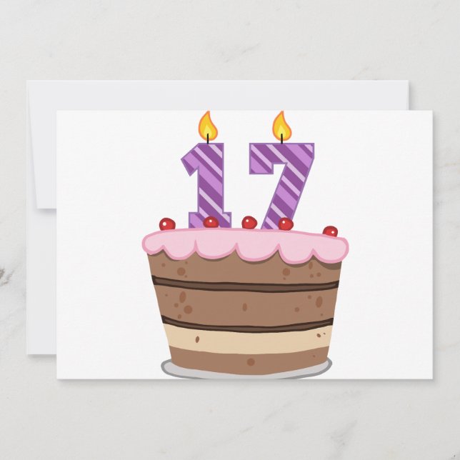 Ålder 17 på födelsedagskaka kort (Framsida)