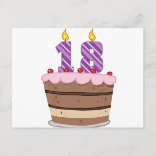 Ålder 18 på födelsedagskaka vykort