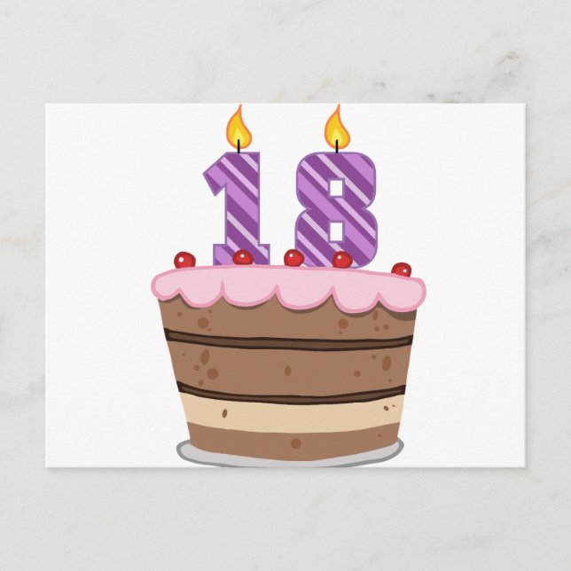 Ålder 18 på födelsedagskaka vykort (Framsida)