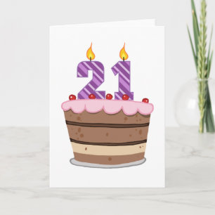 Ålder 21 på födelsedagskaka kort