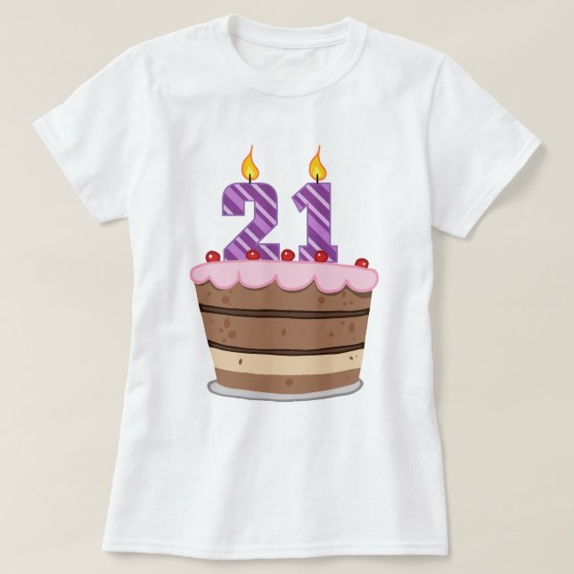 Ålder 21 på födelsedagskaka t-shirt (Design framsida)