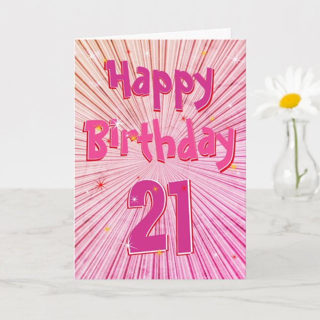 Ålder 21 Roligtar 3D Rosa Candy 21:a födelsedagsko Kort (Liten växt)