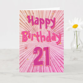 Ålder 21 Roligtar 3D Rosa Candy 21:a födelsedagsko Kort