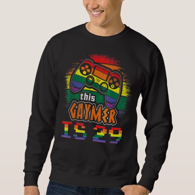 Ålder 29 års gammalt regnbågsspelarPride LGbt-Prid Lång Ärmad Tröja (Framsida)