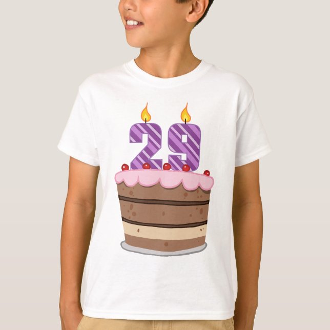 Ålder 29 på födelsedagskaka t-shirt (Framsida)