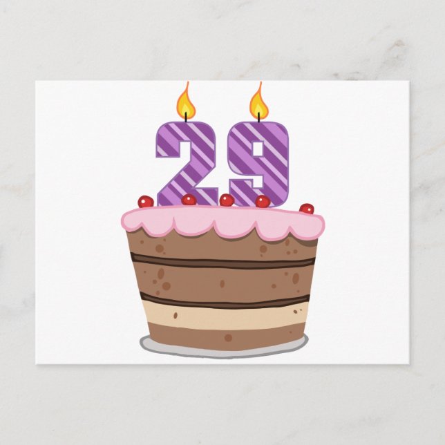 Ålder 29 på födelsedagskaka vykort (Framsida)
