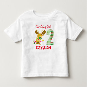 Ålder 2 Birthday Girl Candy cane Reindeer jul T Shirt