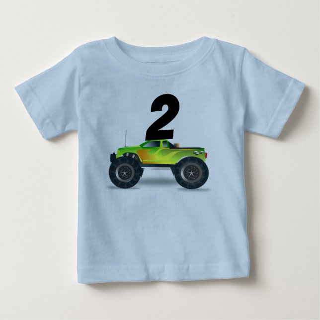 ÅLDER 2 TVÅ MONSTER TRUCK T-SHIRT (Framsida)