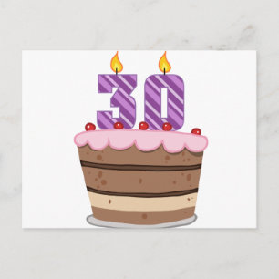 Ålder 30 på födelsedagskaka vykort
