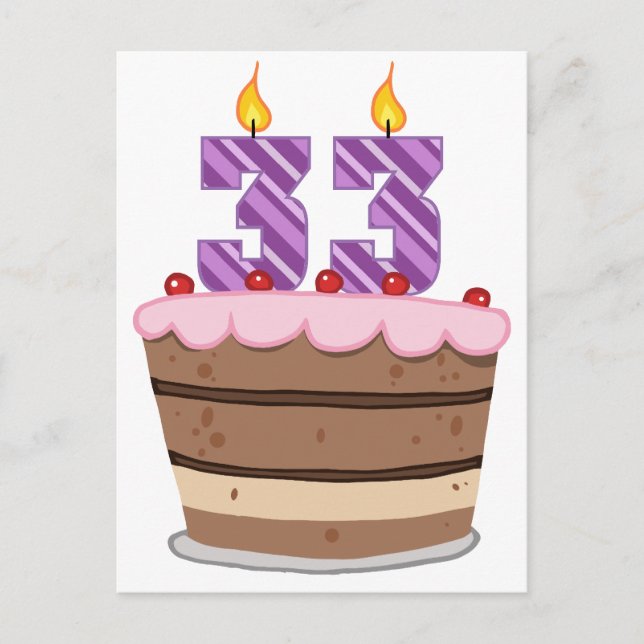 Ålder 33 på födelsedagskaka vykort (Framsida)