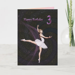Ålder 3, ett födelsedagskort för ballerina kort