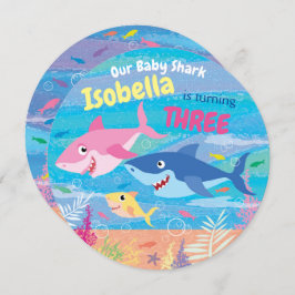 Ålder 3, under havet, 3 hajar, Party Inbjudningar