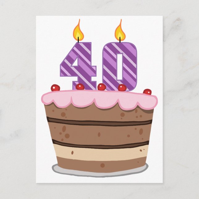 Ålder 40 på födelsedagskaka vykort (Framsida)