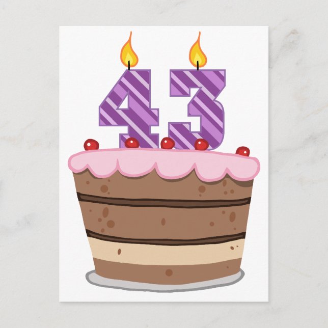 Ålder 43 på födelsedagskaka vykort (Framsida)