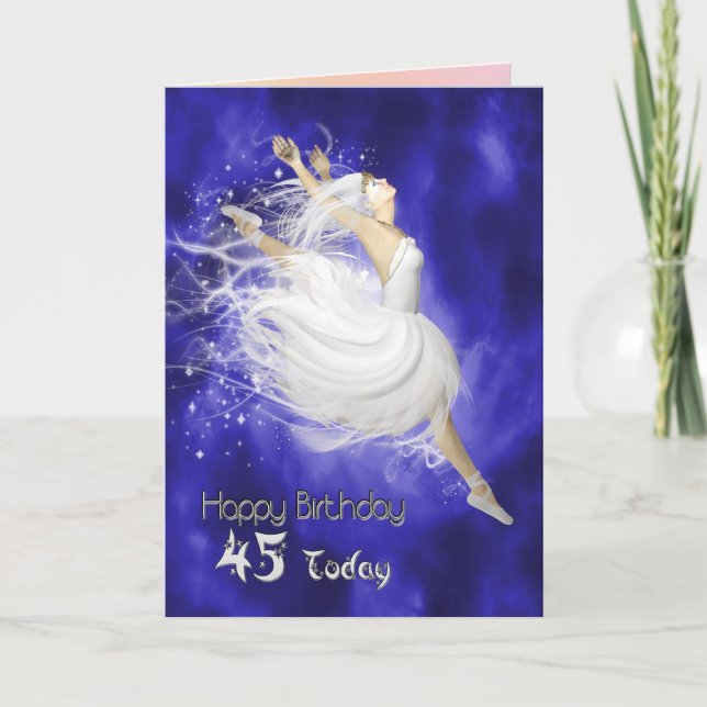 Ålder 45, pingande ballerina-födelsedagskort kort (Framsida)