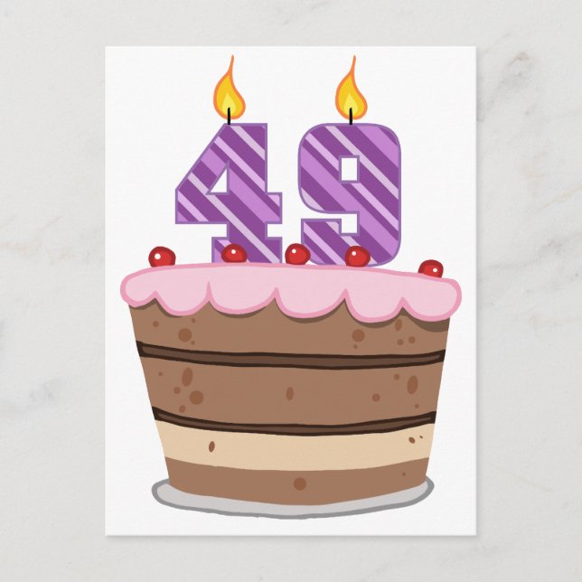 Ålder 49 på födelsedagskaka vykort (Framsida)
