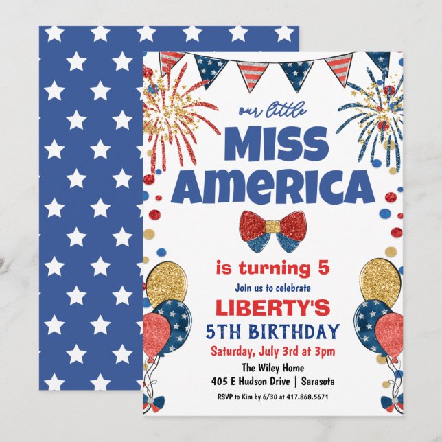 ÅLDER - 4 juli Födelsedagsfest inbjudan (Fram/baksida)