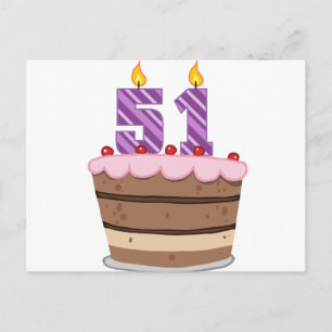 Ålder 51 på födelsedagskaka vykort