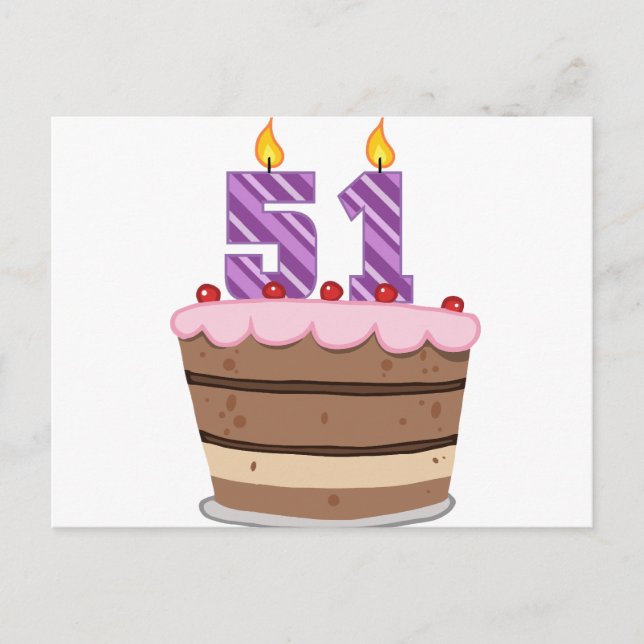 Ålder 51 på födelsedagskaka vykort (Framsida)