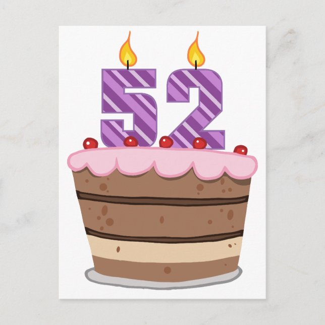 Ålder 52 på födelsedagskaka vykort (Framsida)