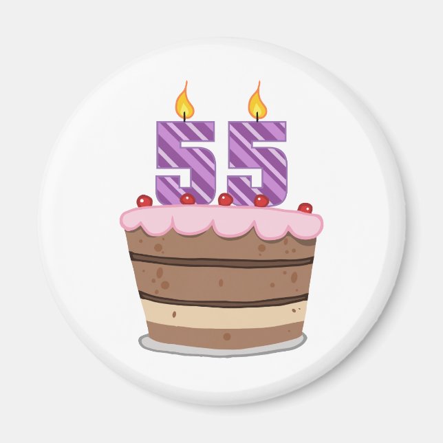 Ålder 55 på födelsedagskaka magnet (Framsidan)