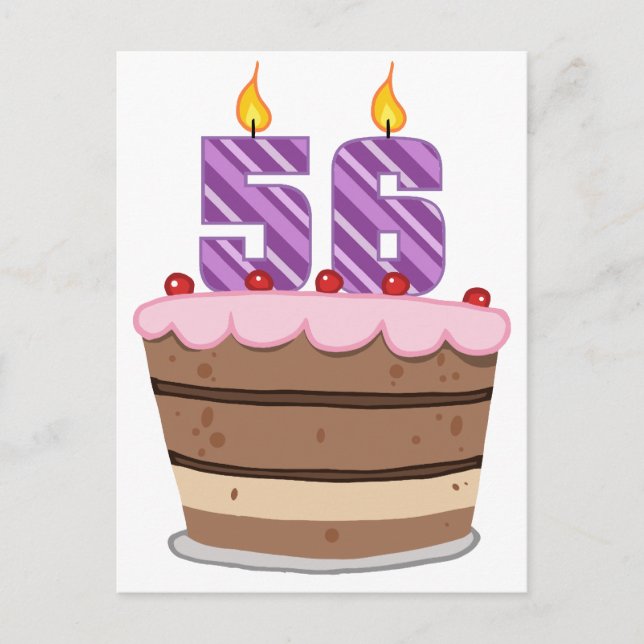 Ålder 56 på födelsedagskaka vykort (Framsida)