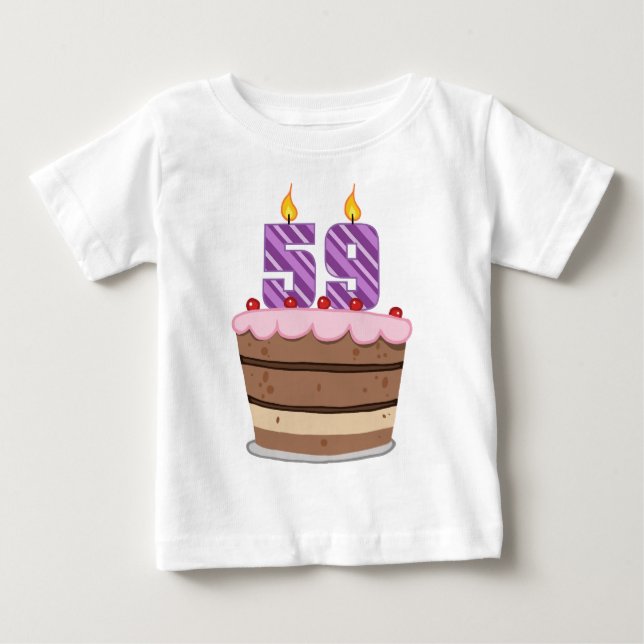 Ålder 59 på födelsedagskaka tee shirt (Framsida)