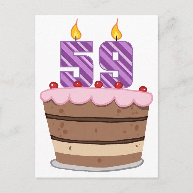 Ålder 59 på födelsedagskaka vykort (Framsida)