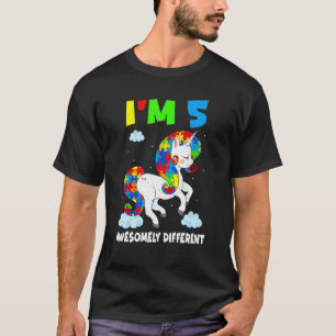 Ålder 5 år gammal födelsedags enhörning pussel apr t shirt