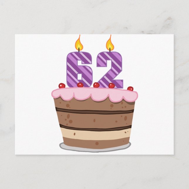Ålder 62 på födelsedagskaka vykort (Framsida)