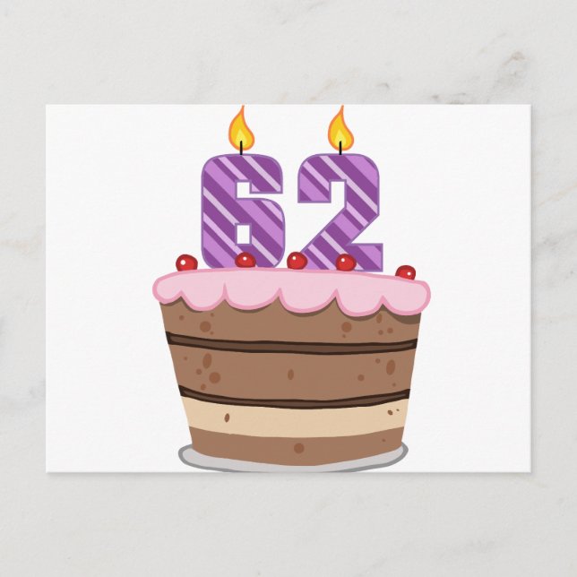 Ålder 62 på födelsedagskaka vykort (Framsida)
