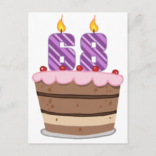 Ålder 68 år vid födelsedagskaka vykort