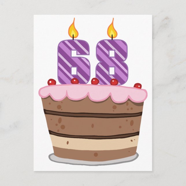 Ålder 68 år vid födelsedagskaka vykort (Framsida)