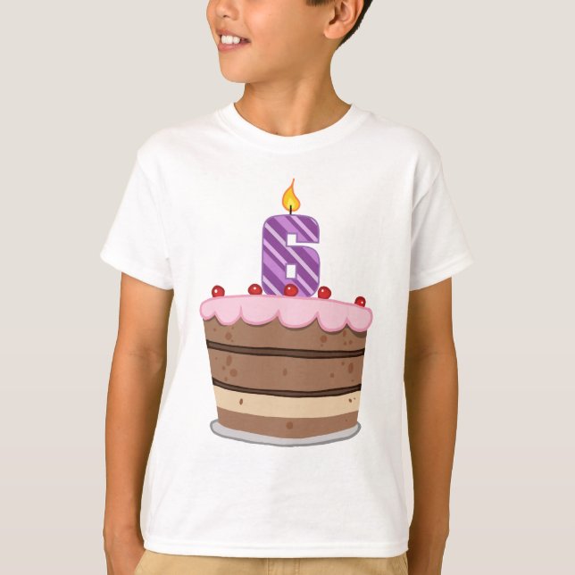 Ålder 6 på födelsedagskaka t-shirt (Framsida)