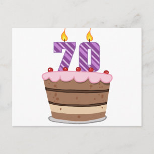 Ålder 70 på födelsedagtårtan vykort