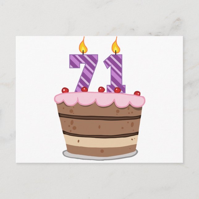 Ålder 71 på födelsedagskaka vykort (Framsida)
