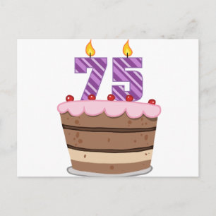 Ålder 75 på födelsedagskaka vykort