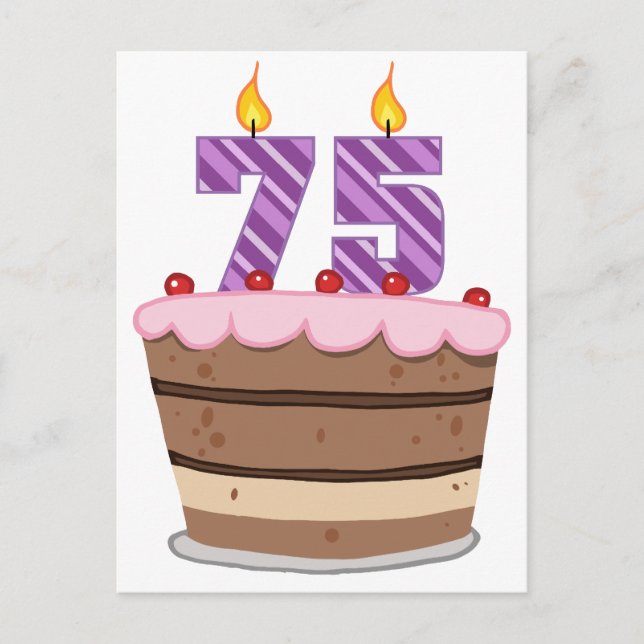 Ålder 75 på födelsedagskaka vykort (Framsida)