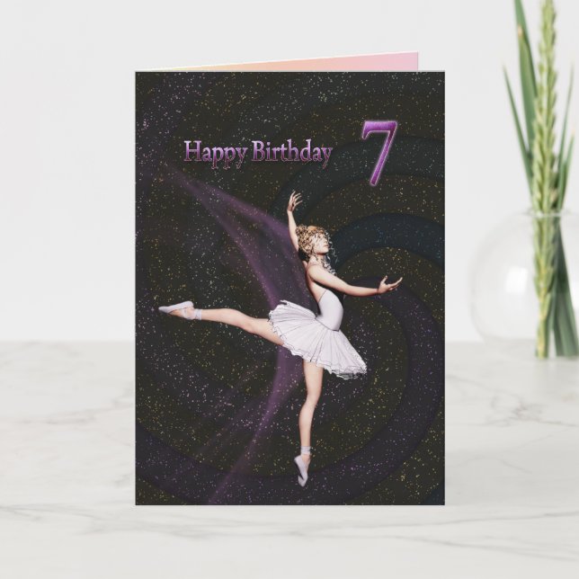 Ålder 7, ett ballerinafödelsedagkort kort (Framsida)