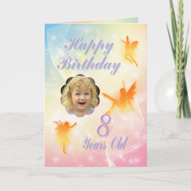 Ålder 8, blomstermjölksfödelsekort kort (Framsida)