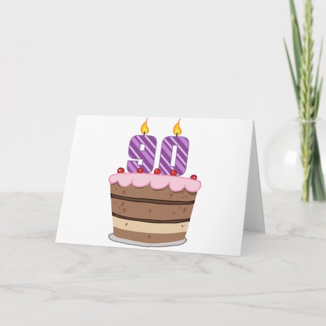 Ålder 90 på födelsedagskaka kort (Framsida)