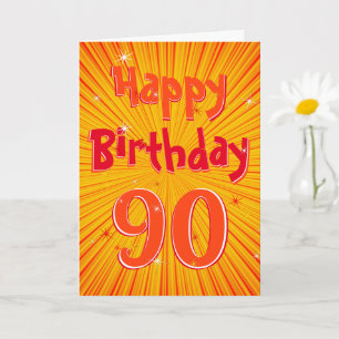 Ålder 90 Roligtar Radial Sunburst Orange 90:e föde Kort