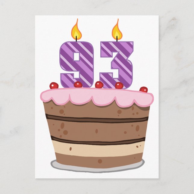 Ålder 93 på födelsedagskaka vykort (Framsida)