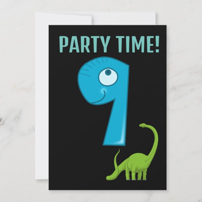 ÅLDER 9 BIRTHDAY 9 PARTY DINOSAUR INVITATIONS INBJUDNINGAR (Framsida)