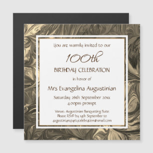 ÅLDER Abstrakt Beige Anpassade Birthday Magnetisk Inbjudningskort