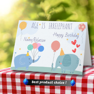 Ålder är irrelevant Cute Elephant Funny Birthday Kort